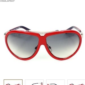 🔥DSQUARED2 RED AVIATOR STYLE SUNGLASSES UNISEX NWT🔥